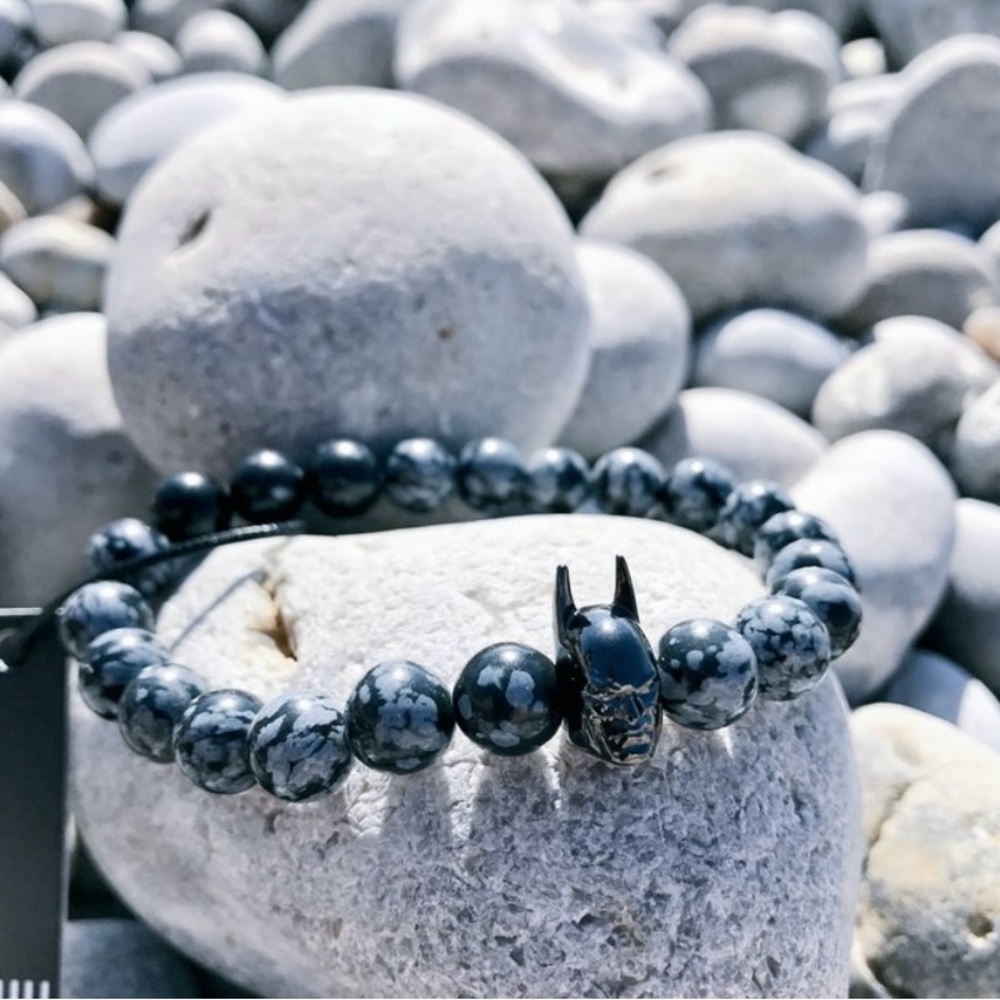 Black/Gray Beads Batman Bracelet